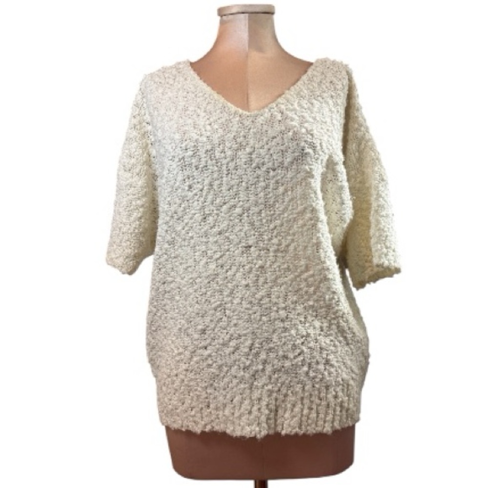 Vintage 80’s Axiom Chunky Knit V Neck Sweater Short Sleeve Size Medium